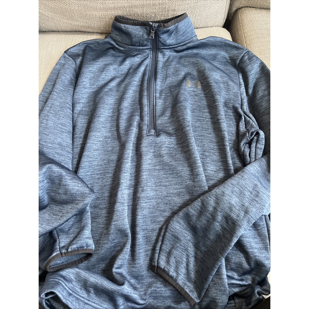 Under Armour Pullover Men's Large Cold Gear Loose Fit 1/4 Zip Blue Long Sleeve